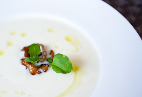 cauliflower shiitake soup with truffle oil