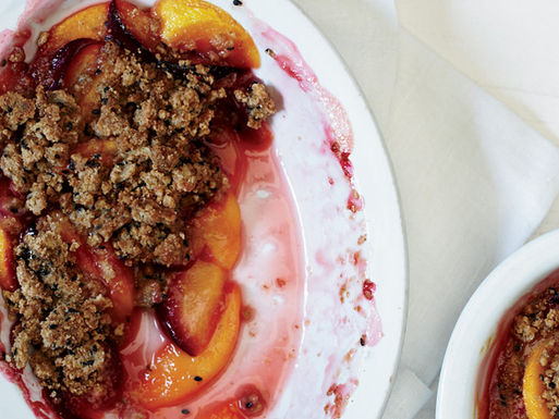 Peaches-and-plums-with-sesame-crumble