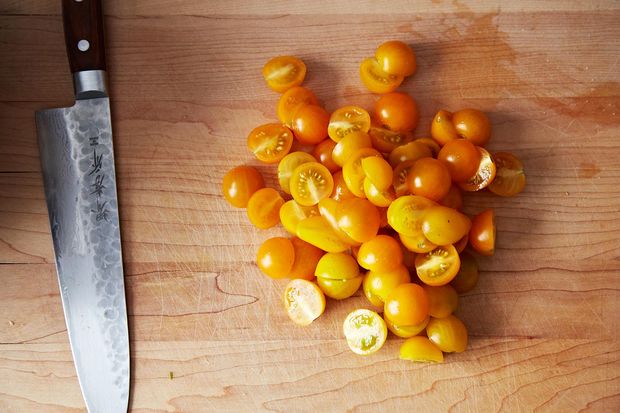 Tomato Salad with Corn, Summer Squash and Roasted Onions