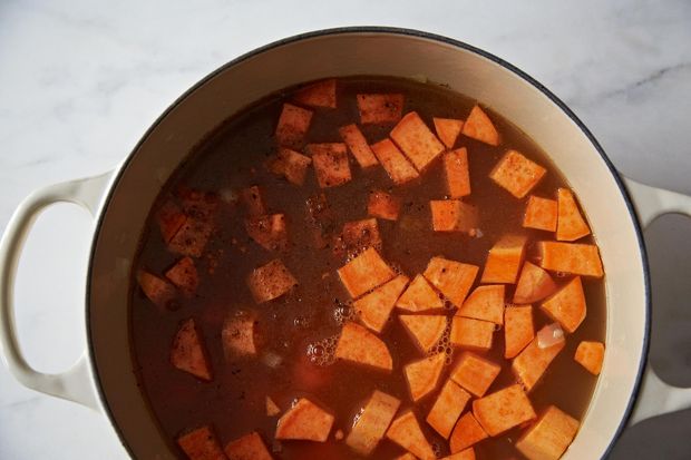 Carrot, Sweet Potato, and Red Lentil Soup with Moroccan Flavors