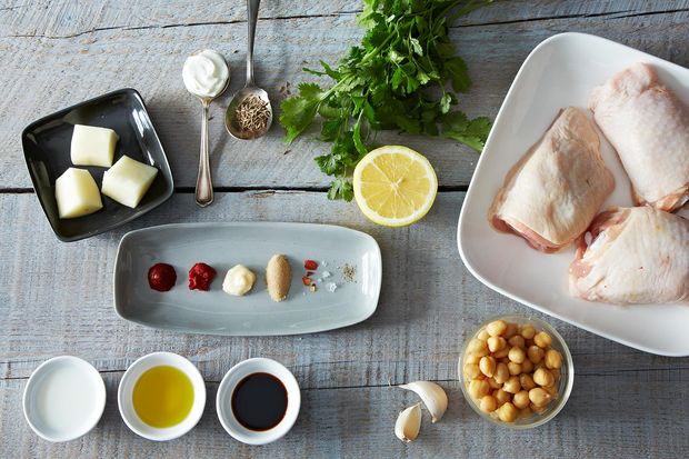 Extraordinary Marinated and Roasted Chicken, Potatoes, and Chickpeas