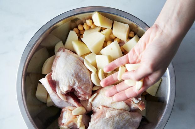 Extraordinary Marinated and Roasted Chicken, Potatoes, and Chickpeas