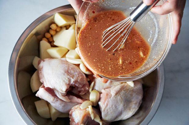 Extraordinary Marinated and Roasted Chicken, Potatoes, and Chickpeas