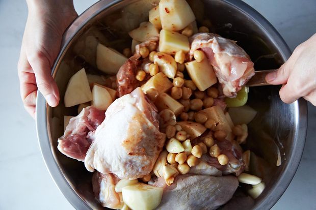 Extraordinary Marinated and Roasted Chicken, Potatoes, and Chickpeas