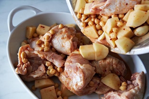 Extraordinary Marinated and Roasted Chicken, Potatoes, and Chickpeas