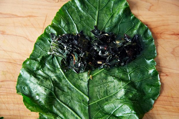 Collard Roll Ups with Coconut Curry Kale