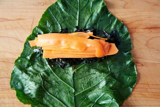 Collard Roll Ups with Coconut Curry Kale