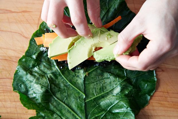 Collard Roll Ups with Coconut Curry Kale
