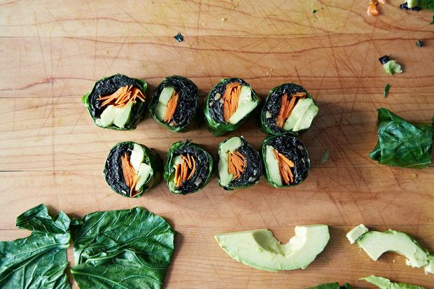 Collard Roll Ups with Coconut Curry Kale