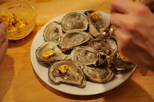 Grilled (or Broiled) Oysters with a Sriracha Lime Butter