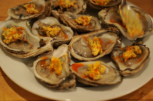 Grilled (or Broiled) Oysters with a Sriracha Lime Butter