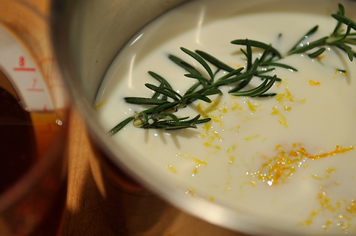 Airy Rosemary Citrus Pignole Bread Pudding