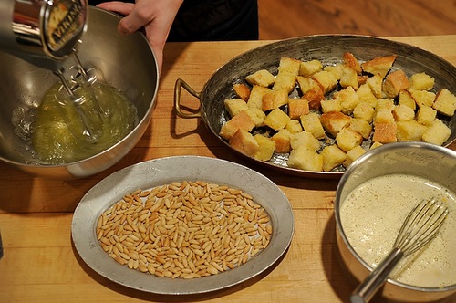 Airy Rosemary Citrus Pignole Bread Pudding