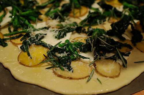 Broccoli Rabe, Potato and Rosemary Pizza