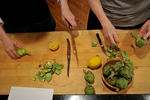 Baby Purple Artichokes Fried in Olive Oil