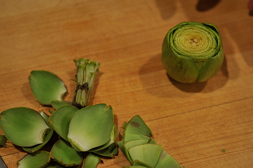 Baby Purple Artichokes Fried in Olive Oil