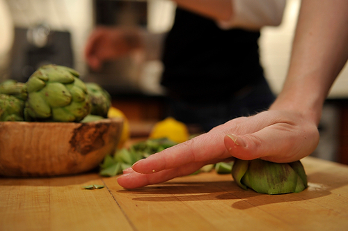 Baby Purple Artichokes Fried in Olive Oil