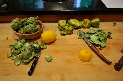 Baby Purple Artichokes Fried in Olive Oil