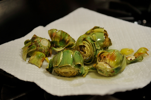 Baby Purple Artichokes Fried in Olive Oil