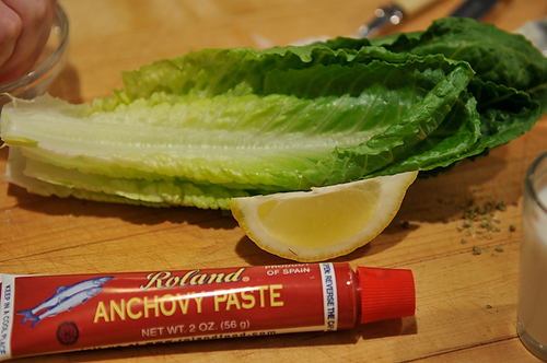 Goat Cheese Caesar Salad with Roasted Tomatoes and Parmesan Crisp