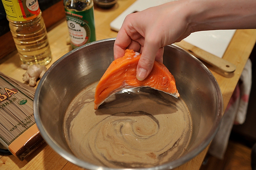 Hot Smoked Salmon, Soba and Asian Greens Salad