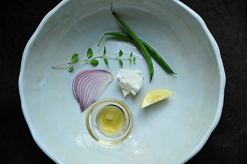 Lemony Green Bean Salad with Feta, Red Onion, and Marjoram