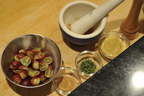 Roast Chicken with Mustard and Grapes
