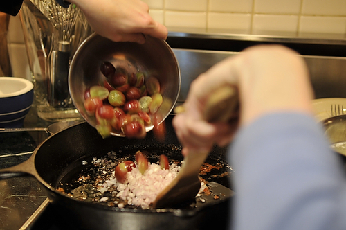 Roast Chicken with Mustard and Grapes