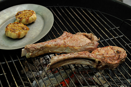 Veal Chops Lombatina with Roasted Garlic