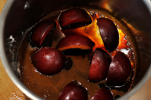 Buffalo Mozzarella with Balsamic Glazed Plums, Pine Nuts and Mint