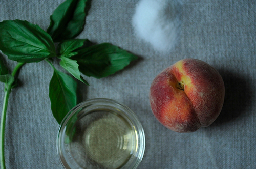 Peaches Poached with Basil