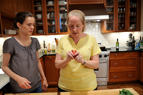 Peaches Poached with Basil