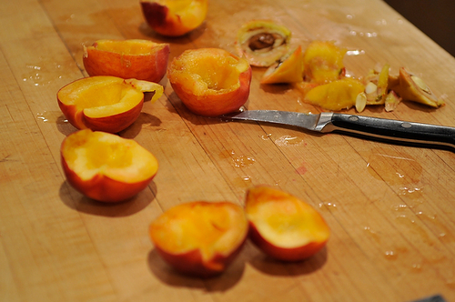 Peaches Poached with Basil