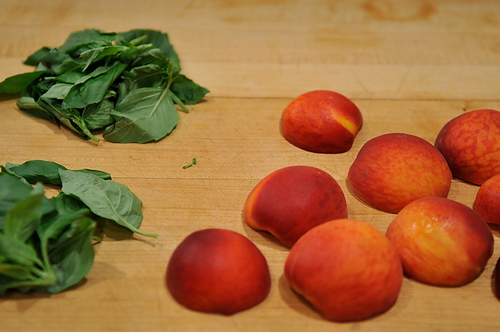 Peaches Poached with Basil