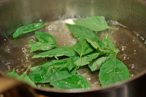 Peaches Poached with Basil