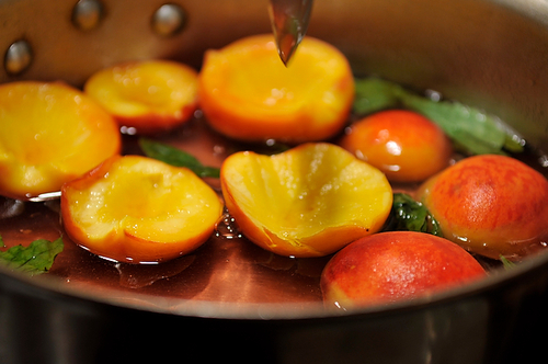 Peaches Poached with Basil
