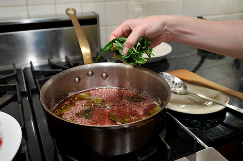 Peaches Poached with Basil