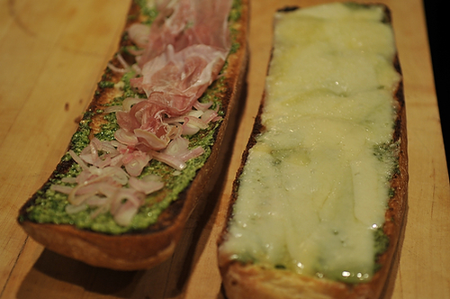 Prosciutto and Fontina Panini with Arugula Pesto 