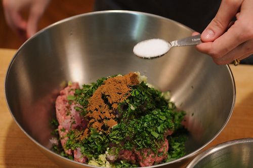 Kefta-Style Meatballs with Grilled Grapes and Yogurt Sauce
