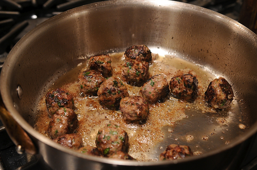 Kefta-Style Meatballs with Grilled Grapes and Yogurt Sauce