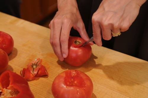 Roasted Red Pepper Soup with Corn and Cilantro