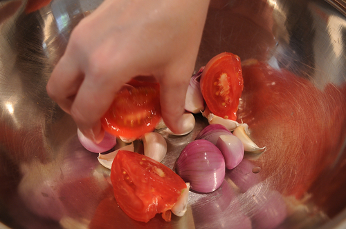 Roasted Red Pepper Soup with Corn and Cilantro