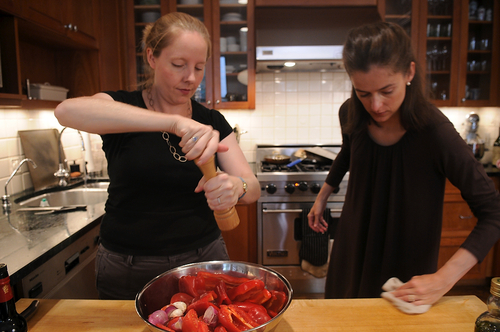Roasted Red Pepper Soup with Corn and Cilantro