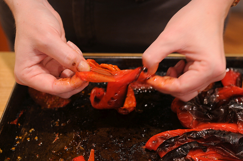 Roasted Red Pepper Soup with Corn and Cilantro