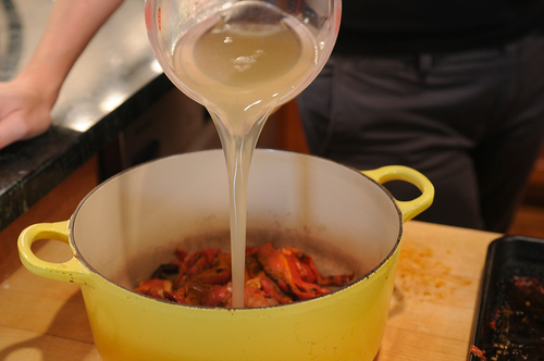 Roasted Red Pepper Soup with Corn and Cilantro