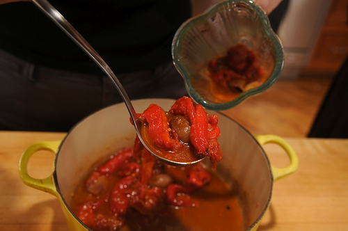 Roasted Red Pepper Soup with Corn and Cilantro