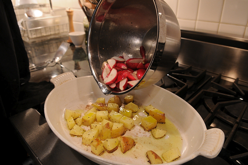 Roasted Radish and Potato Salad with Black Mustard and Cumin Seed