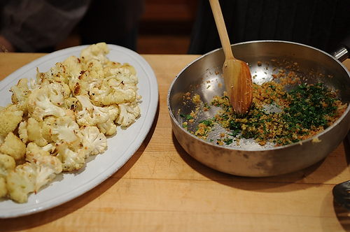 Roasted Cauliflower with Gremolata Bread Crumbs