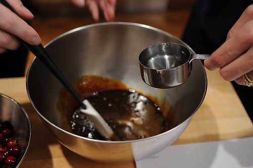 Cranberry-Molasses Pudding with Vanilla Hard Sauce