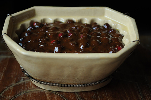 Cranberry-Molasses Pudding with Vanilla Hard Sauce